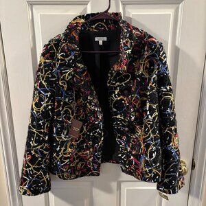 Ingenuity Women's Colorful Abstract Yarn-Patterned Blazer Jacket ~ 6 ~ NWT